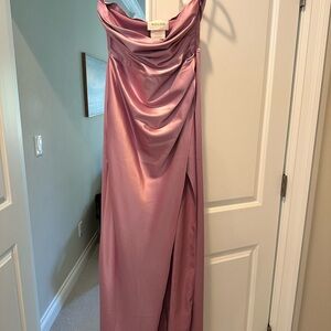 BHLDN Elegant Pink Satin Evening Gown / Bridesmaid dress. Has a small snag.